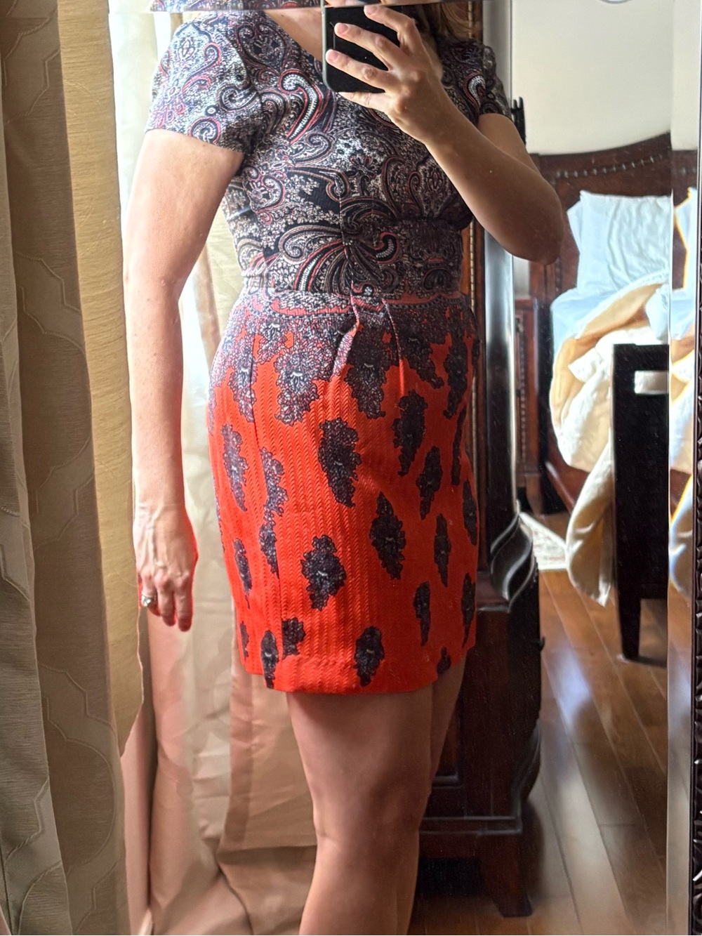 Club Monaco Orange Mini dress with Black Pattern